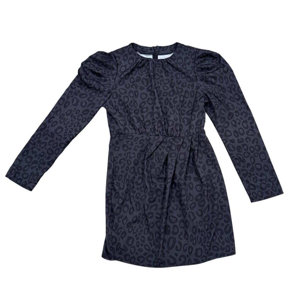 SHEIN Women's Size L Dark Grey Abstract Pattern Long Sleeve Mini Dress